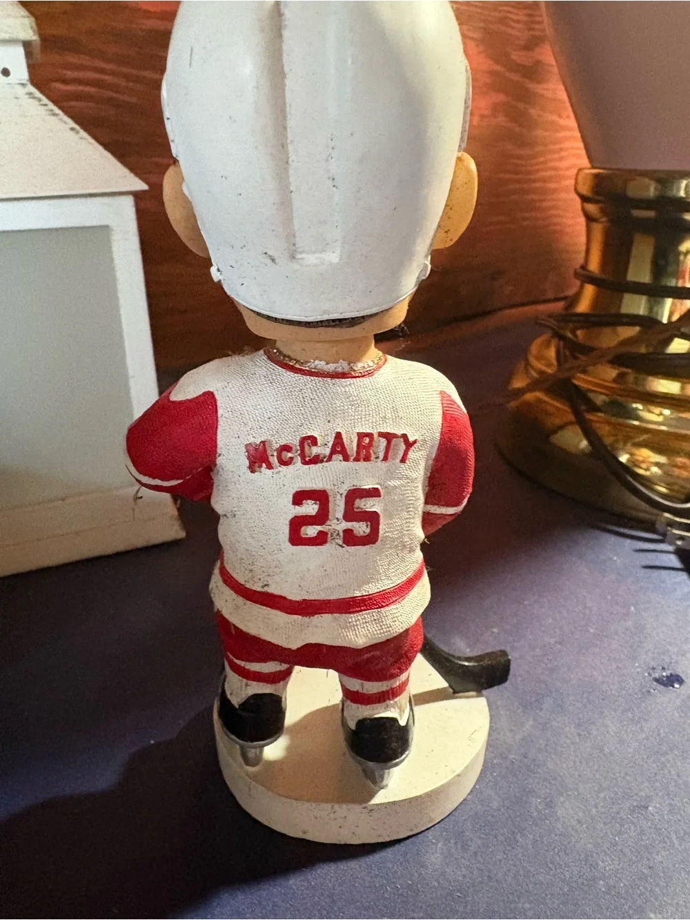 Vintage CCM Red and White Hockey Bobblehead Figurine McCarty 25 7 inch